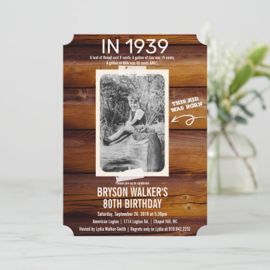 ANY AGE -ヴィンテージフォト誕生日招待状 招待状 (スタンド正面)