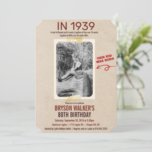 ANY AGE -ヴィンテージフォト誕生日招待状 招待状 (スタンド正面)