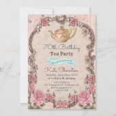 ANY AGE -ヴィンテージフローラティー誕生日招待状 招待状 (正面)