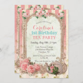 ANY AGE -ヴィンテージフローラティー誕生日招待状 招待状 (正面/裏面)