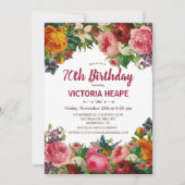 ANY AGE -ヴィンテージフローラ誕生日招待状 招待状 (正面)