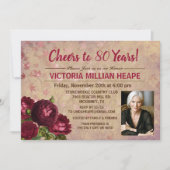 ANY AGE -ヴィンテージフローラ誕生日招待状 招待状 (正面)