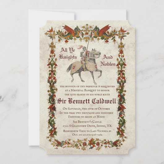 ANY AGE – 中世ルネッサンス誕生日招待状 招待状 (正面)