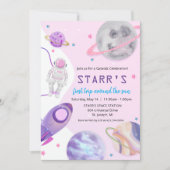 ANY AGE – 宇宙飛行士ガール誕生日招待状 招待状 (正面)