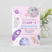 ANY AGE – 宇宙飛行士ガール誕生日招待状 招待状 (スタンド正面)