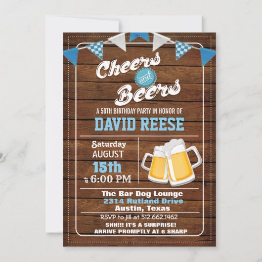 ANY AGE -応援とビールの誕生日招待状 招待状 (正面)