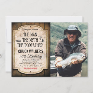 ANY AGE – 男性魚釣り誕生日招待状 招待状