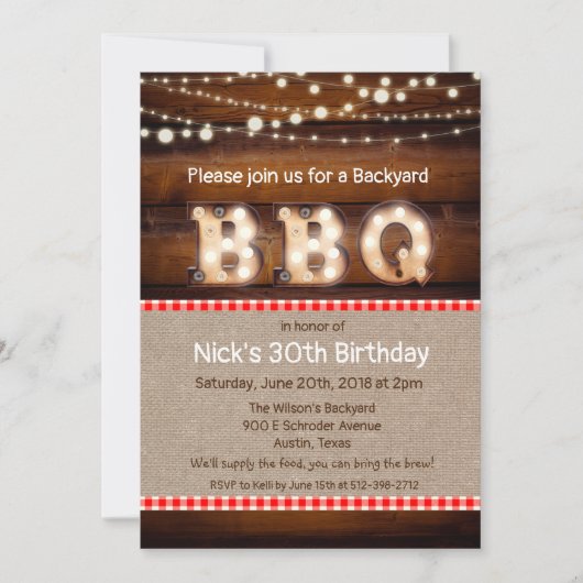 ANY AGE - 素朴 Backyard BBQ招待状 招待状 (正面)