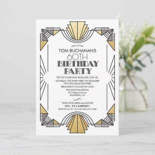 ANY AGE -誕生日アールデコ1920s招待状 招待状 (スタンド正面)