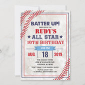 ANY AGE – 野球ヴィンテージ誕生日招待状 招待状 (正面)