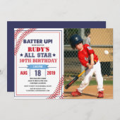 ANY AGE – 野球誕生日フォト招待状 招待状 (正面/裏面)