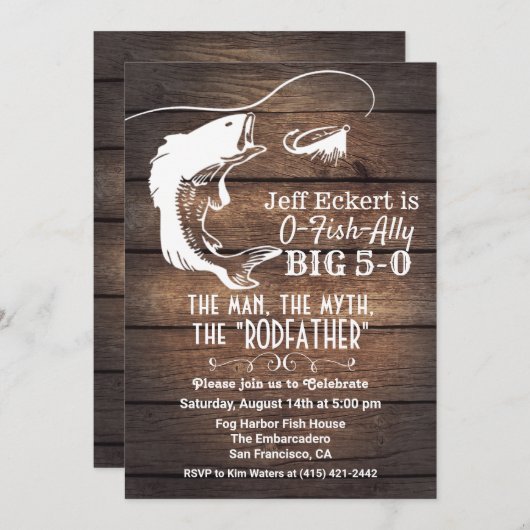 ANY AGE -魚釣り誕生日招待状 招待状 (正面/裏面)