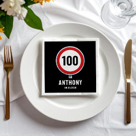 ANY AGE 100th Birthday Speed Limit Sign スタンダードカクテルナプキン