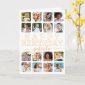 Any Age 16-Photo Collage誕生日カード – オレンジ色のMo カード (黄色い花)