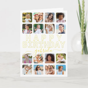 Any Age 16-Photo Collage誕生日カード – 黄色のMo カード