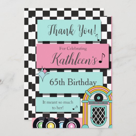 Any Age,1950のレトロ誕生日ありがとう サンキューカード (正面/裏面)