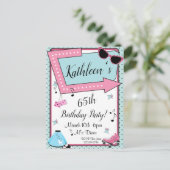 Any Age,1950のレトロ誕生日招待状 ポストカード (スタンド正面)