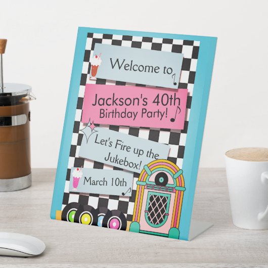 Any Age, 1950年代のダイナー誕生日ウェルカムサイン 台座サイン (インサイチュ)