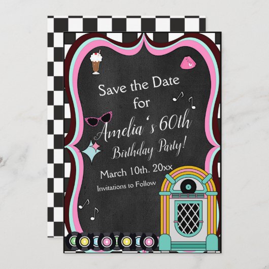 Any Age, 1950年代のダイナー誕生日 セーブザデート (正面/裏面)