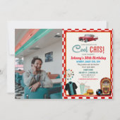 ANY AGE - 1950年代のレトロダイナー誕生日招待状 招待状 (正面)