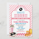 ANY AGE - 1950年代のレトロダイナー誕生日招待状 招待状 (正面)