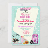 ANY AGE - 1950年代のレトロダイナー誕生日招待状 招待状 (正面)