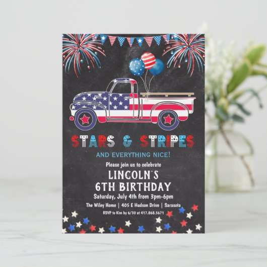 ANY AGE - 7月4日の誕生日パーティーへの招待 招待状 (スタンド正面)