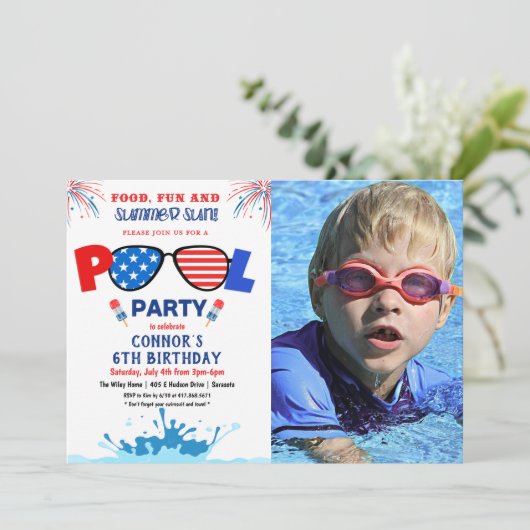 ANY AGE - 7月4日の誕生日パーティーへの招待 招待状 (スタンド正面)