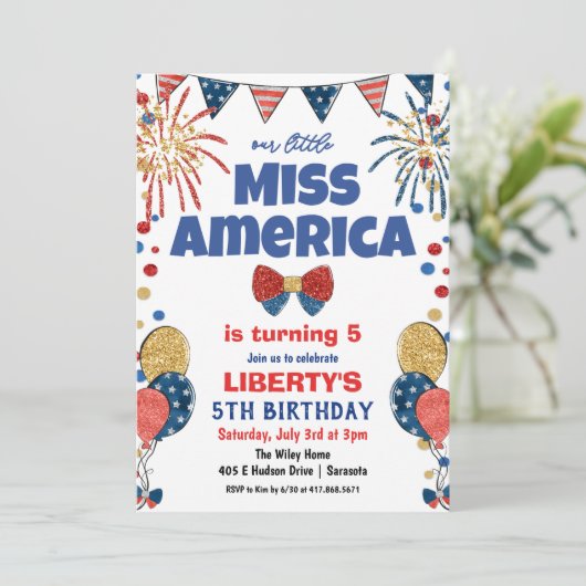 ANY AGE - 7月4日の誕生日パーティーへの招待 招待状 (スタンド正面)