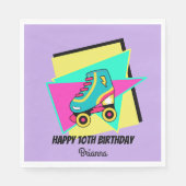 ANY AGE 90のレトロなローラースケッパーソナライズされたト スタンダードランチョンナプキン (正面)