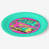 ANY AGE 90'sパーティーアクアピンクティール（緑がかった色） パーソナライズされた ペーパープレート (アングル)