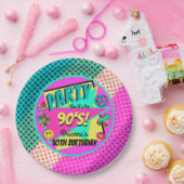 ANY AGE 90sパーティーレインボーハーフトーンピンクティール（緑がかった色） ペーパープレート (パーティー)