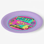 ANY AGE 90'sパーティー紫ピンクティール（緑がかった色） パーソナライズされた ペーパープレート (アングル)