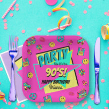 ANY AGE 90sレトロ誕生日パーティーピンクパーソナライズされた