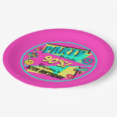 ANY AGE 90s誕生日パーティーピンクティール（緑がかった色） パーソナライズされた ペーパープレート (アングル)