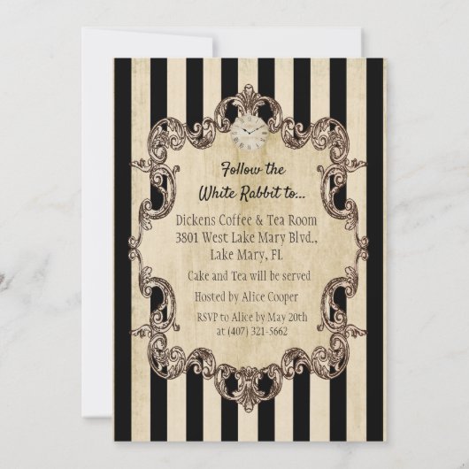 ANY AGE - Alice in Wonderland誕生日招待状 招待状 (裏面)