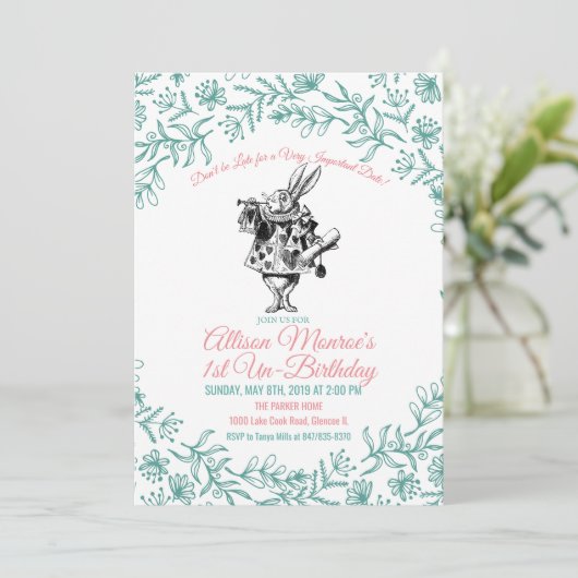 ANY AGE - Alice in Wonderland誕生日招待状 招待状 (スタンド正面)