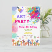 ANY AGE Art Party Paint Party Birthday  招待状 (スタンド正面)
