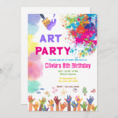 ANY AGE Art Party Paint Party Birthday  招待状 (正面/裏面)
