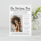 Any Age Birthday Newspaper Custom Photo  招待状 (スタンド正面)