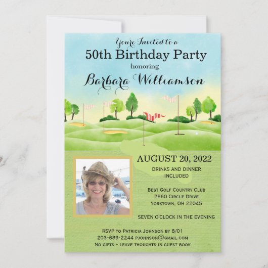 Any Age Birthday Partyフォトゴルフパーティー 招待状 (正面)