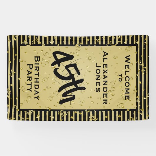 Any Age Birthday Party -黒人と金ゴールド 横断幕 (横)