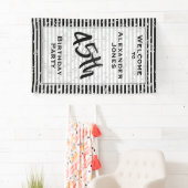 Any Age Birthday Party -黒/白のストライプ 横断幕 (インサイチュ)