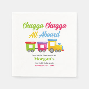 Any Age Birthday Party Chugga Choo カラフル Train スタンダードカクテルナプキン