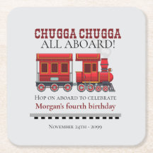 Any Age Birthday Party Cute Red Western Train