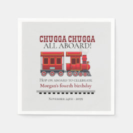 Any Age Birthday Party Cute Red Western Train スタンダードカクテルナプキン