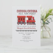 Any Age Birthday Party Cute Red Western Train 招待状 (スタンド正面)