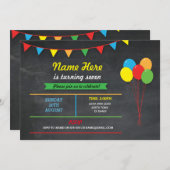 Any Age Birthday Party Garls Boys Balloons招待状 招待状 (正面/裏面)