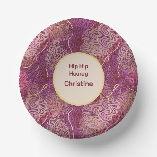 Any Age Birthday Silhouette Stencil Art Pattern ペーパーボウル (正面)