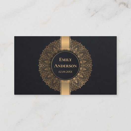 ANY AGE BLACK金ゴールド華美マンダラ50誕生日 プレイスカード (裏面)